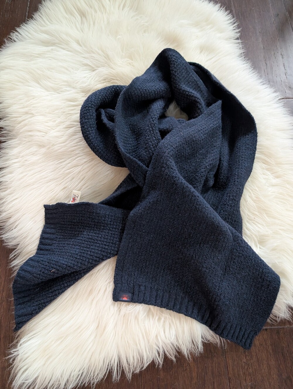 Faherty Organic Cotton Blend Navy Knit Scarf Men's Unisex